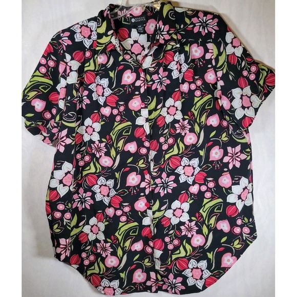 Maggie Barnes Floral Button Up Blouse Womens Size 18W Spring Time Short Sleeve - Picture 2 of 7